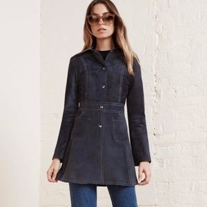 Reformation Blue Dayle Suede Coat SMALL